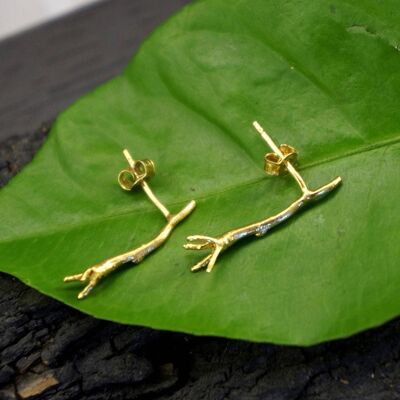 Small Stud Earrings, Gold on Sterling Silver.