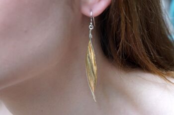 Boucles d'oreilles feuille pour femme, argent sterling Feuilles d'olivier Earrin 2