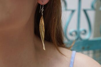 Boucles d'oreilles feuille pour femme, argent sterling Feuilles d'olivier Earrin 3