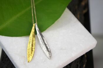 Feuille d'olivier, collier pendentif en argent en sterli 3