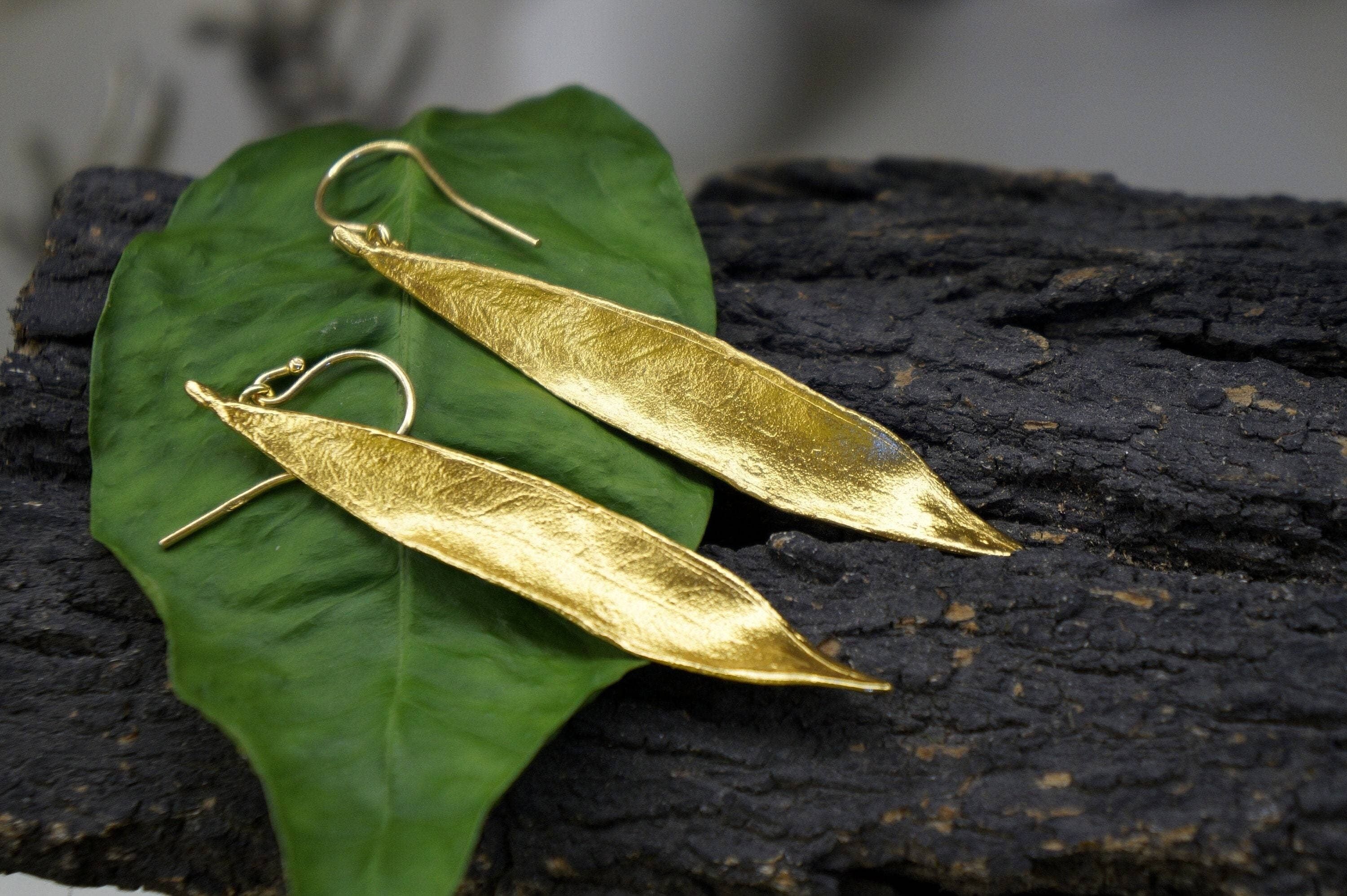 Buy wholesale Leaf earrings, Gold olive leaf earrings, Natural