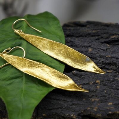 Leaf earrings, Gold olive leaf earrings, Natural Jewelry, Lo