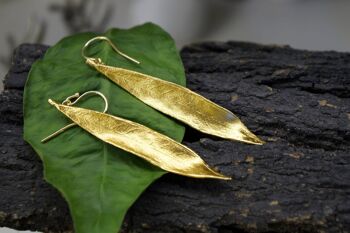Boucles d'oreilles feuille, Boucles d'oreilles feuille d'olivier en or, Bijoux naturels, Lo 1
