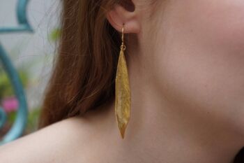 Boucles d'oreilles feuille, Boucles d'oreilles feuille d'olivier en or, Bijoux naturels, Lo 3