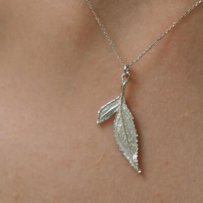 Pendentif feuille en argent sterling avec collier chaîne pour femme,