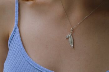 Pendentif feuille en argent sterling avec collier chaîne pour femme, 2