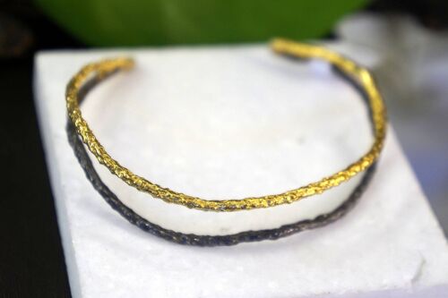 Women Cuff Bracelet Gold and Black Rhodium on
