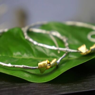 Large Ηoop Olive Branch and Leaf Earrings. 14k Gold on sterl