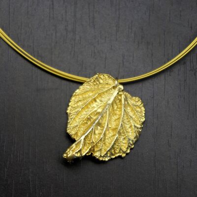Necklace Leaf Real Mulbery Goldplated. Bridesmaid jewelry, f