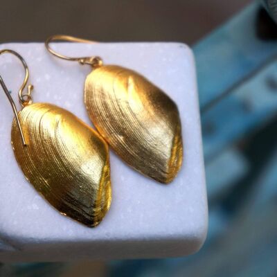 Boucles d'oreilles en coquillage de mer en argent plaqué or.