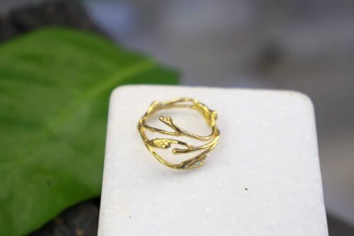 Jasmine Goldplated Silver Twig Ring.
