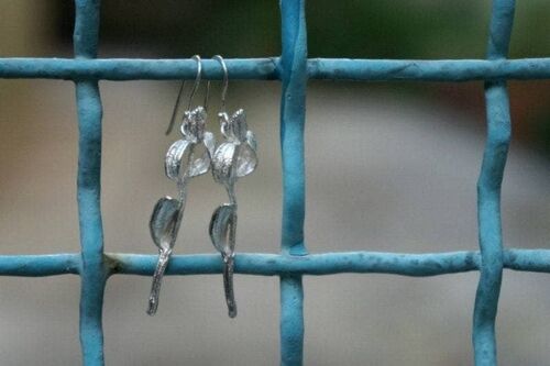 Olive twig and blossom Earrings casting in Sterling Silver 9