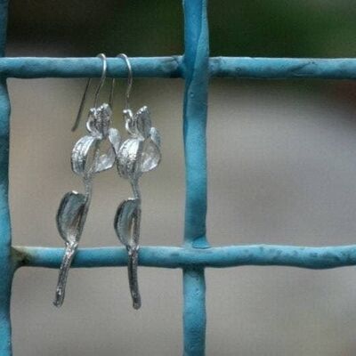 Olive twig and blossom Earrings casting in Sterling Silver 9