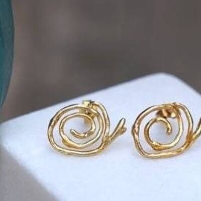 Twig Spiral Branch Earrings in sterling silver, Goldplated.