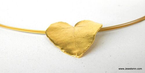 Ivy leaf heart shape Necklaces for women Goldplated in Sterl