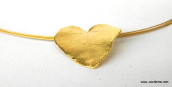 Colliers pour femme en forme de coeur feuille de lierre Plaqué Or en Sterl 1