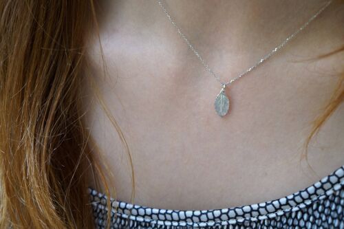Tiny necklace Jewelry. Rose leaf Necklace in sterling recycl
