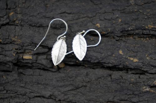 Mini Rose leaf Earrings sterling Silver.