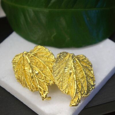 Real Leaf Mulberry Gold on sterling recycled silver.