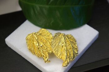 Véritable feuille d'or de mûrier sur argent sterling recyclé. 1