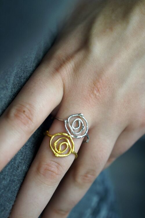 Spiral Jasmine plant Twig Ring for men and women, Thin branc