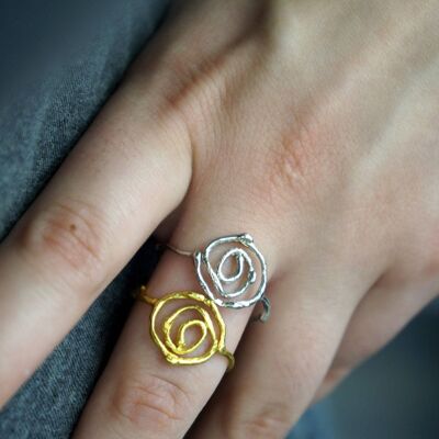 Spiral Jasmine plant Twig Ring for men and women, Thin branc