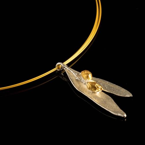 Olive Leaf Necklace, Sterling Silver Olive Leaf necklace wit