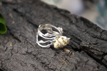 Bague brindille de jasmin, véritable coquillage sur argent sterling 925 Rin 1