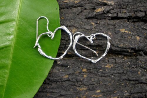 Heart Earrings for girls and women. Sterling silver jasmine