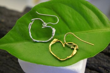 Boucles d'oreilles coeur pour filles et femmes. Jasmin en argent sterling 4