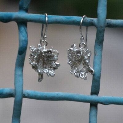 Sterling Silver plant earrings from Wild Daisy flower.