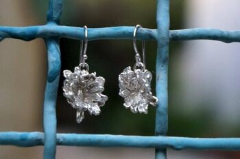 Boucles d'oreilles en argent sterling de la fleur de marguerite sauvage. 2