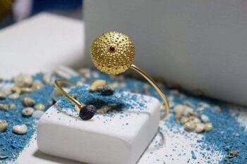 Bracelet manchette oursin et coquillage, cadeau d'été pour elle, aller 1