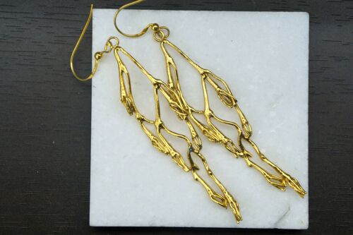 Natural Silver Jasmine Twig Earrings, Goldplated.