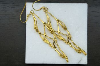 Boucles d'oreilles brindilles de jasmin en argent naturel, plaquées or. 1