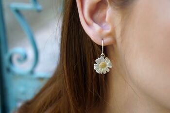 Boucles d'oreilles tournesol en argent sterling 925. Véritable fleur Dais 3