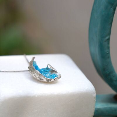 Silver Necklace for Women Real Shell Gemstone with Blue Mura