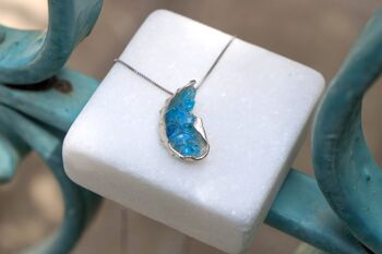 Collier en argent pour femme avec pierre précieuse véritable coquillage avec mura bleu 2