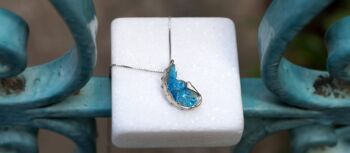 Collier en argent pour femme avec pierre précieuse véritable coquillage avec mura bleu 4