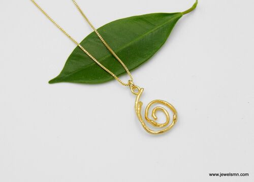 Jasmine plant Gold Spiral Necklace Botanical. Real Jasmine t
