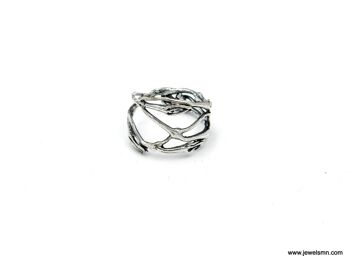 Bague Branche pour Hommes & Femmes. Bague brindille de jasmin en sterling 2