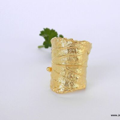 Statement wide band ring 14k Gold on sterling silver.