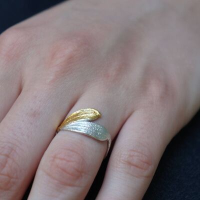 Sterling silver Olive leaf Rings Silver with Gold or Goldpla