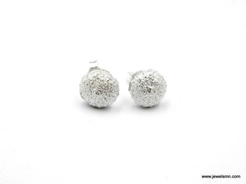 Very small urchin Stud Earrings in sterling silver 925.