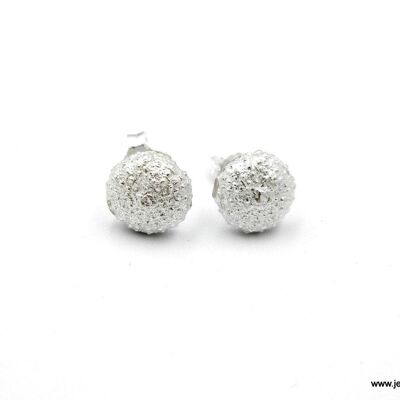 Very small urchin Stud Earrings in sterling silver 925.