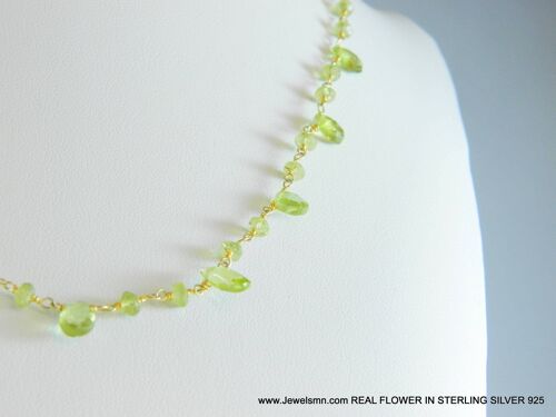 Crystal stone necklace Peridot August birthstone necklace