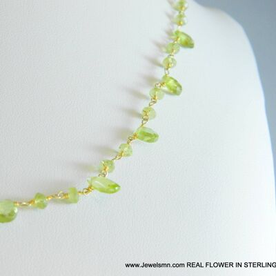 Crystal stone necklace Peridot August birthstone necklace