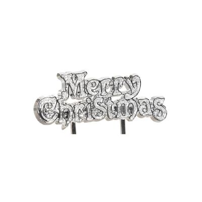 Merry Christmas Devise Cake Topper Argent