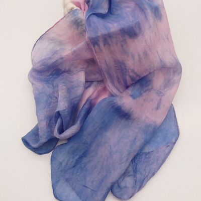 Pink and Purple Tie-dyed Silk Scarf, Large