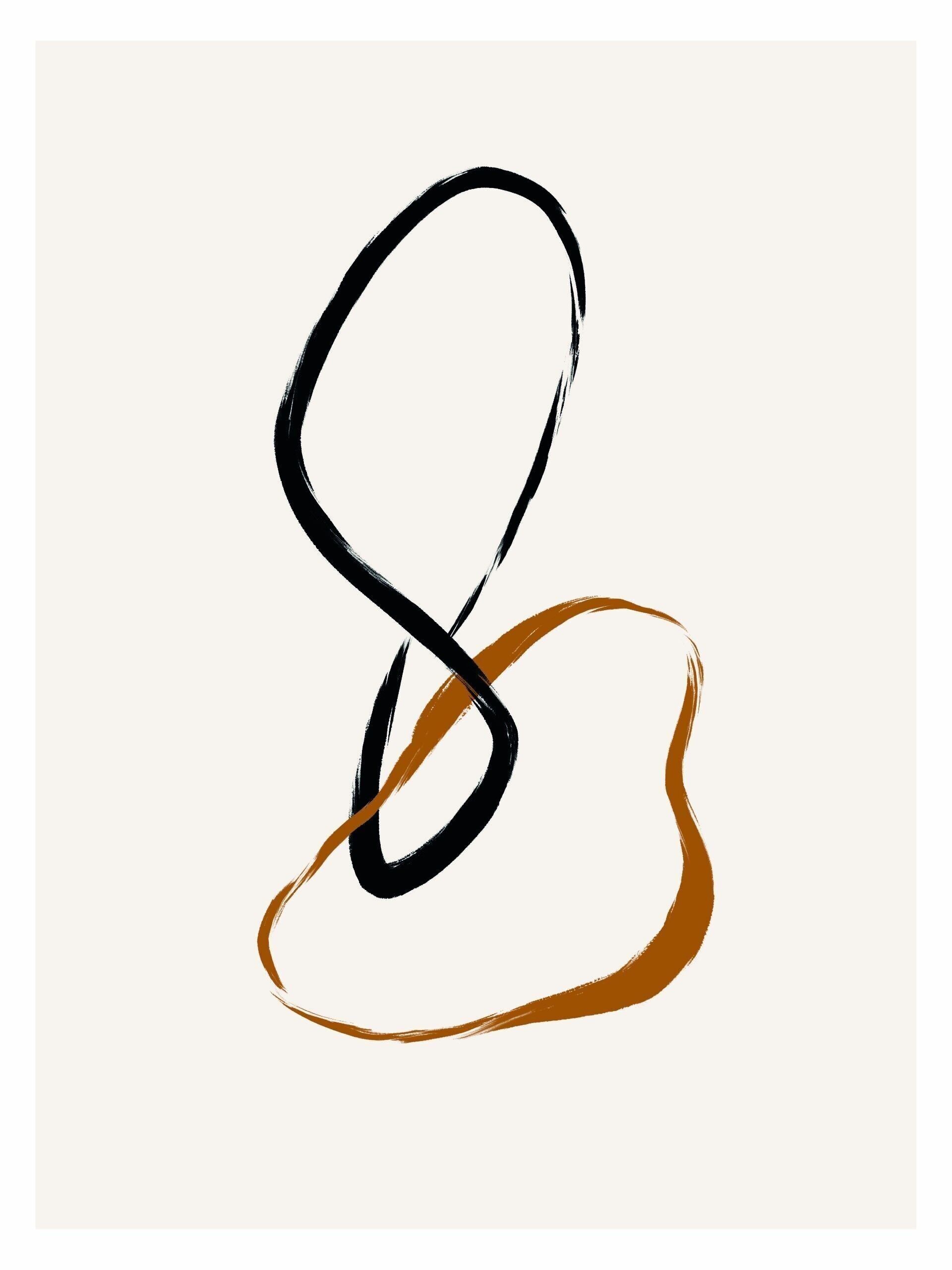 Affiche Fine Line Figures - Marron & Noir - 30x40 cm - 30x40 cm